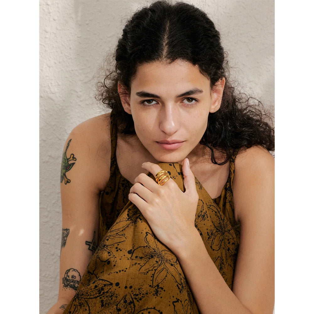 Hollow design finger ring finger ring in stainless steel for jewelry