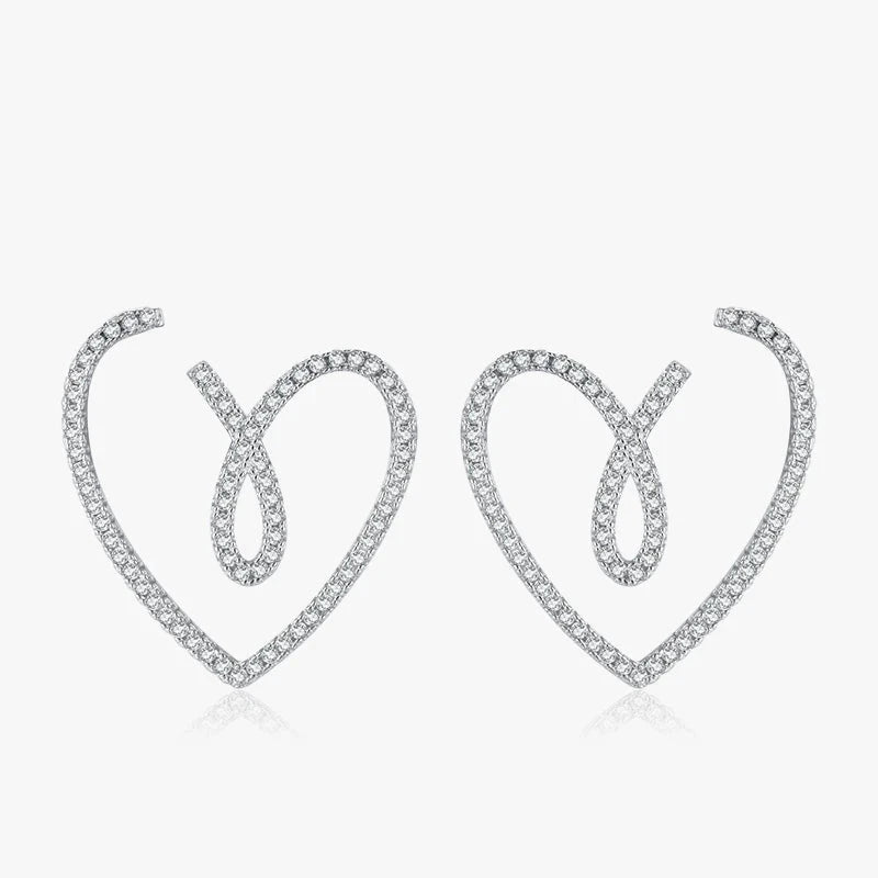 Sterling silver earrings with cz in a classic stud earrings style
