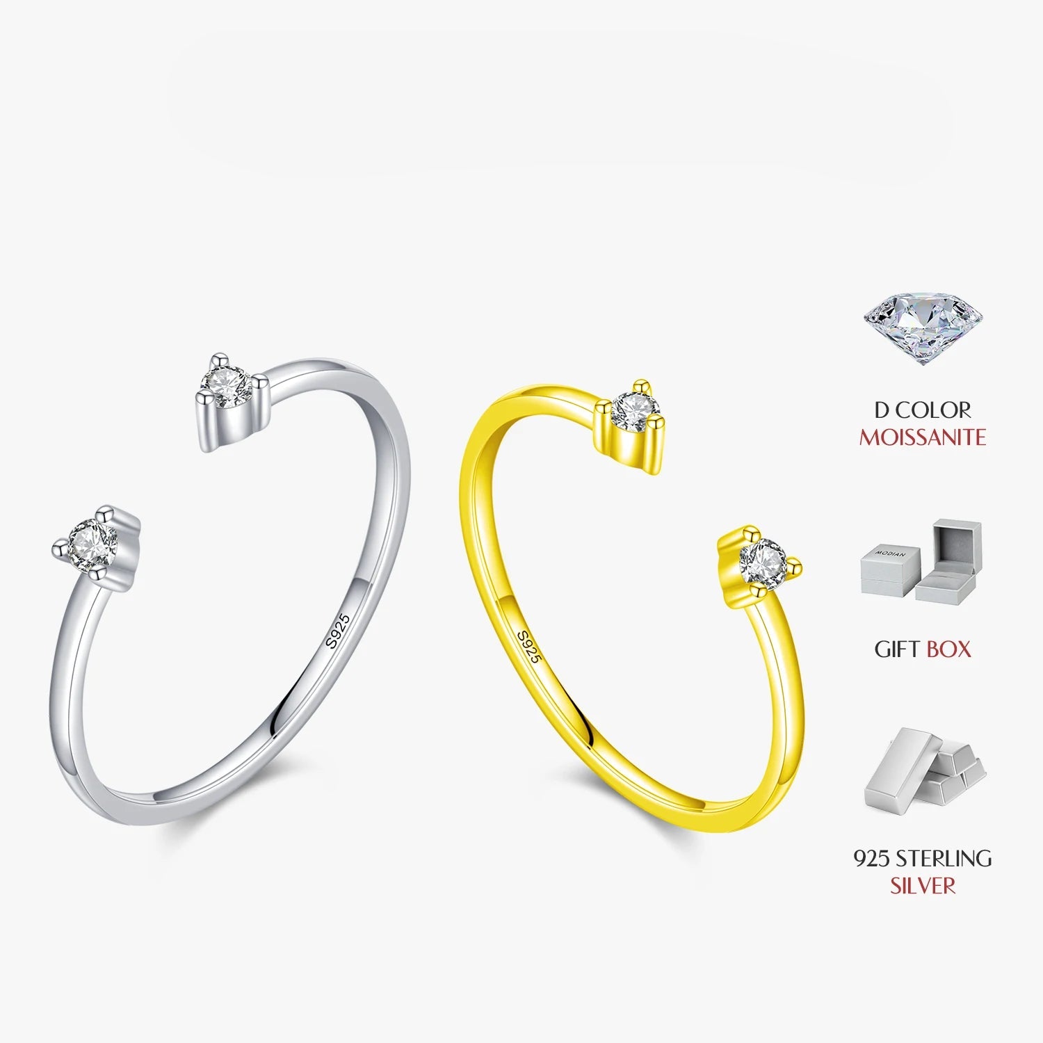 Moissanite jewelry rings design with adjustable comfort fit