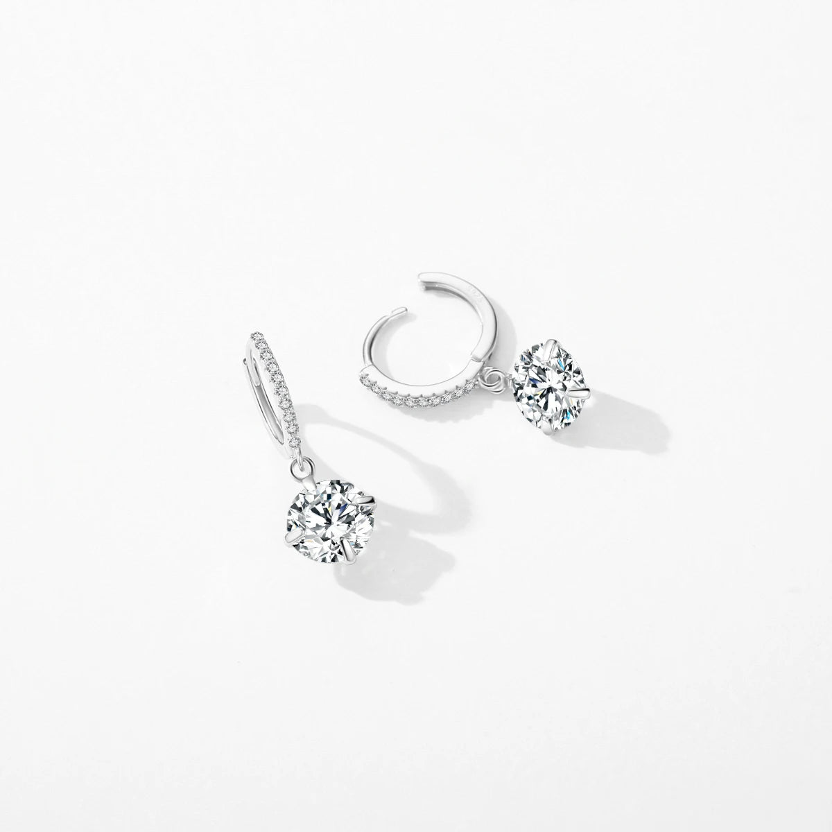 Women’s swing hoop earrings round CZ sterling silver
