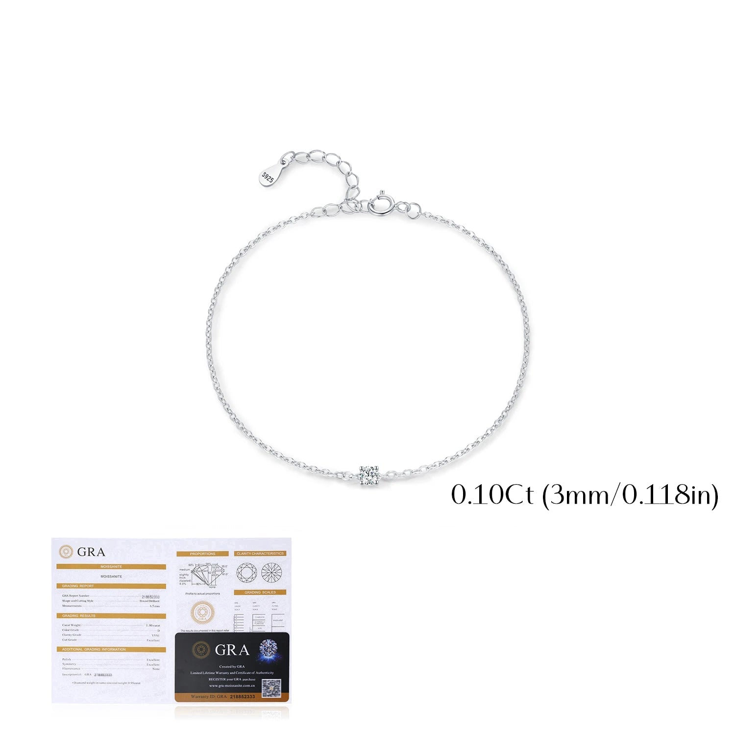 Silver link chain moissanite bracelet jewelry for women