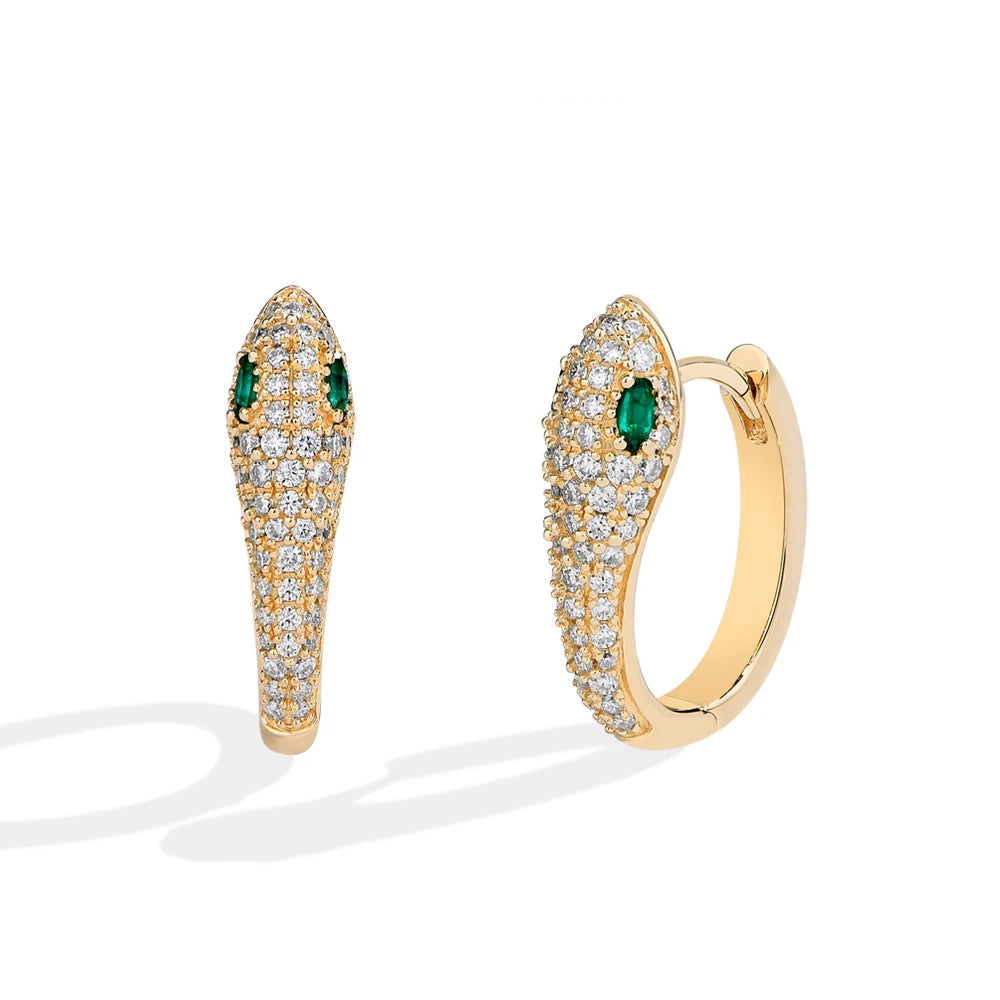 Moissanite jewelry earrings featuring emerald snake design
