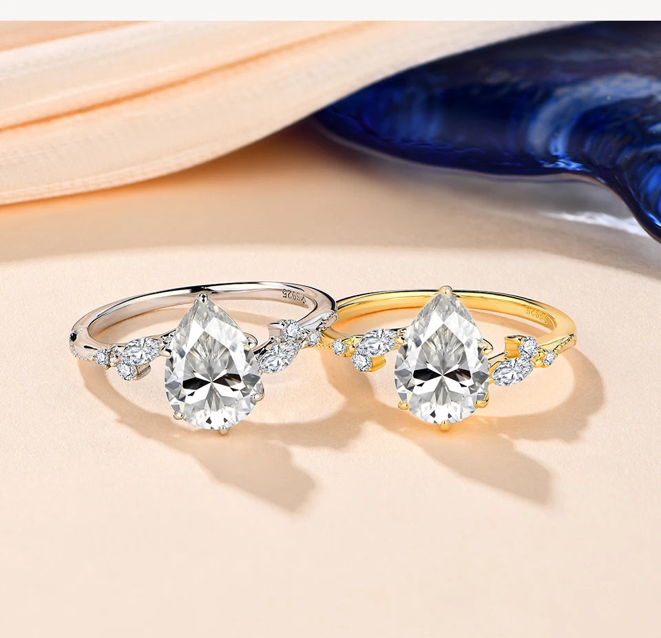 Ring gold ring style with moissanite diamonds and smooth ring dimension