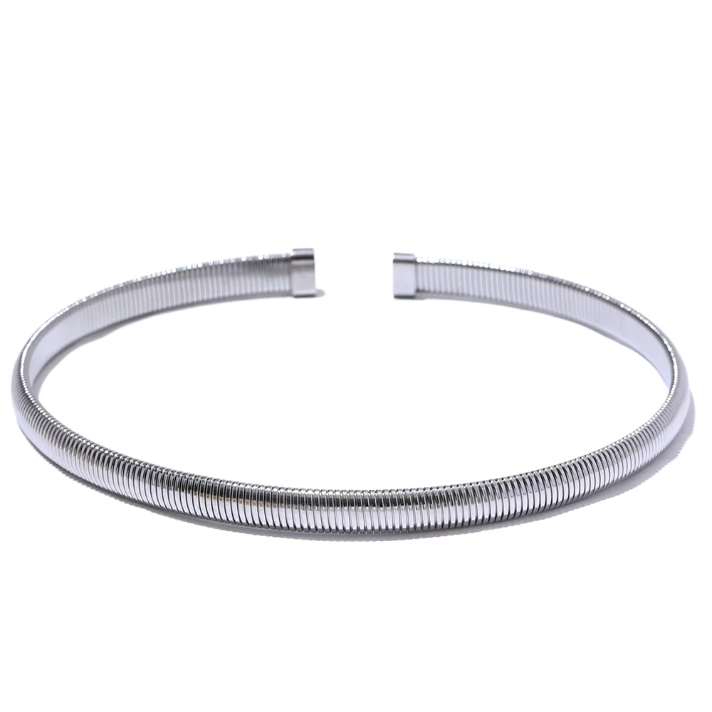 Dual tone torque choker necklace gold & silver stainless steel