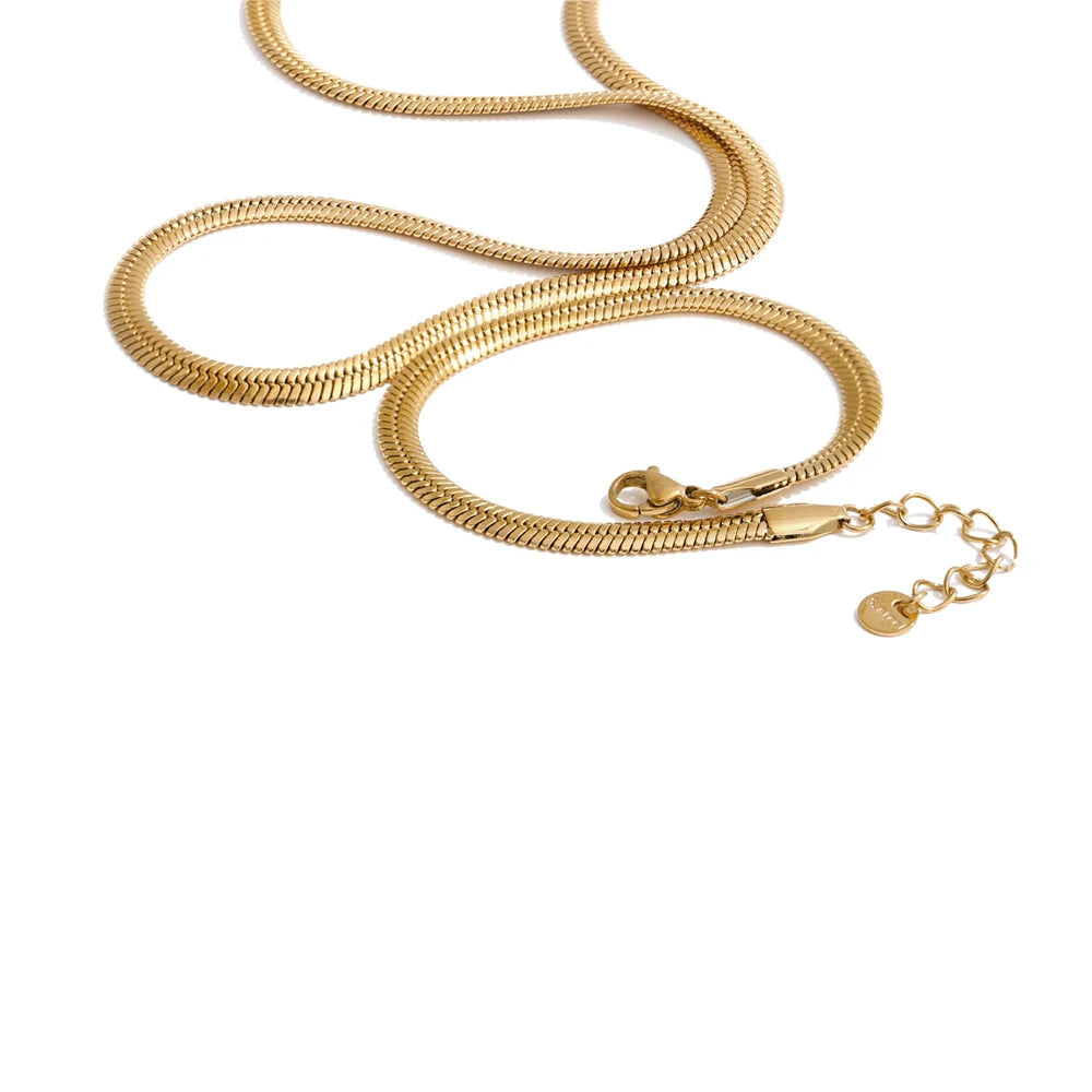 Gold plated stainless steel necklace and bracelet chain jewelry set
