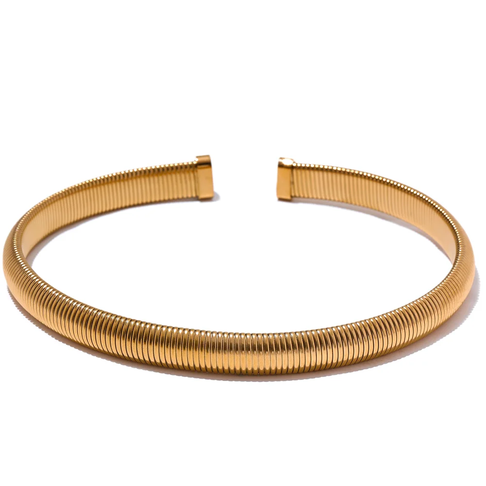 Minimalist stainless steel torque choker necklace gold and silver plated look