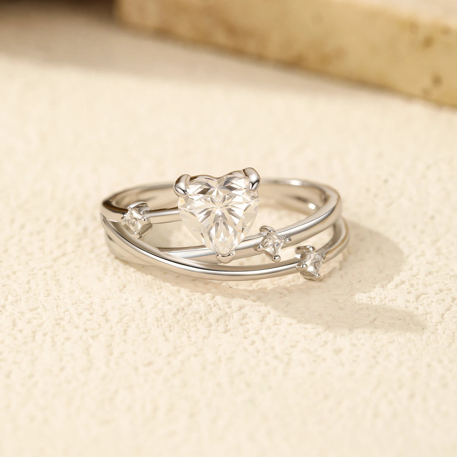 Multi-layer design moissanite ring women wedding gift