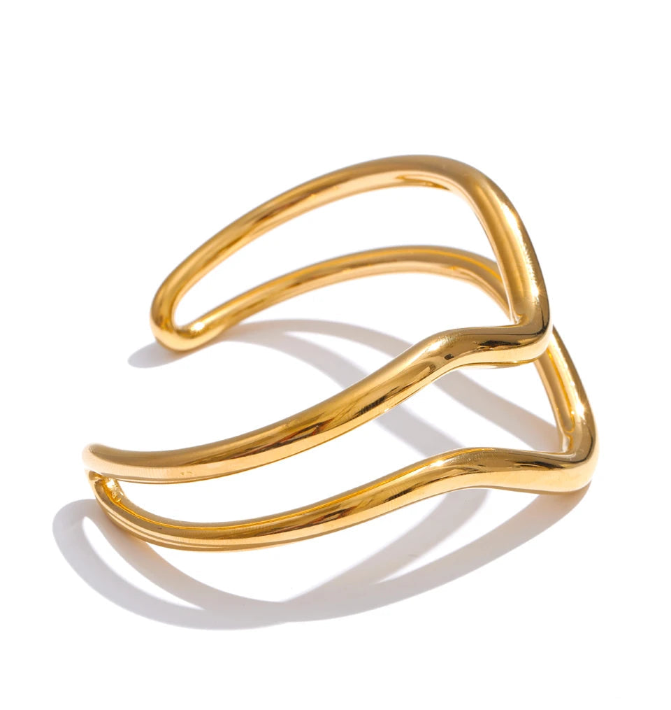 Side angle of waterproof jewelry cuff with refined interior curve