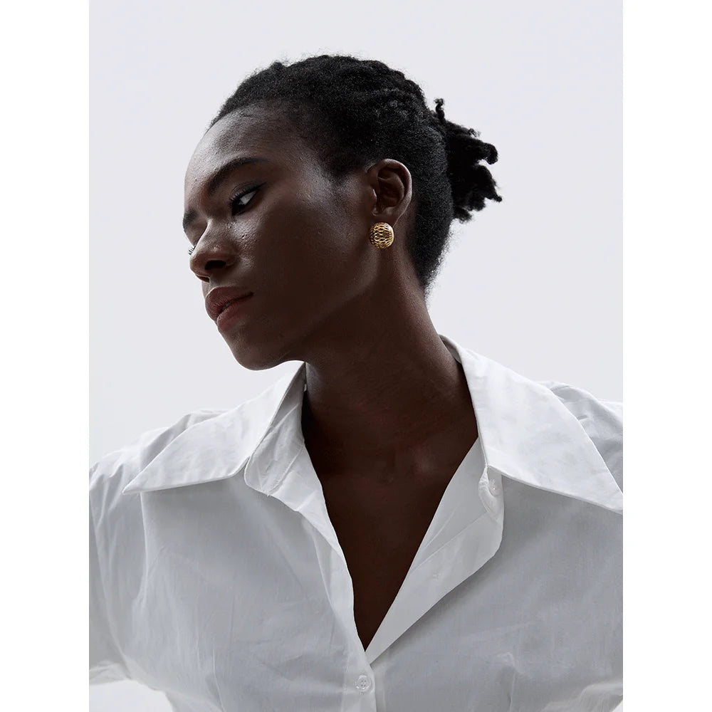 Ear rings stainless steel hollow stud crafted for sensitive ears