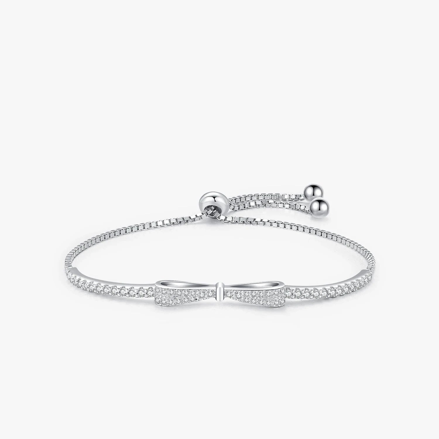 Charming bracelet with bowknot bracelet detail in sterling silver