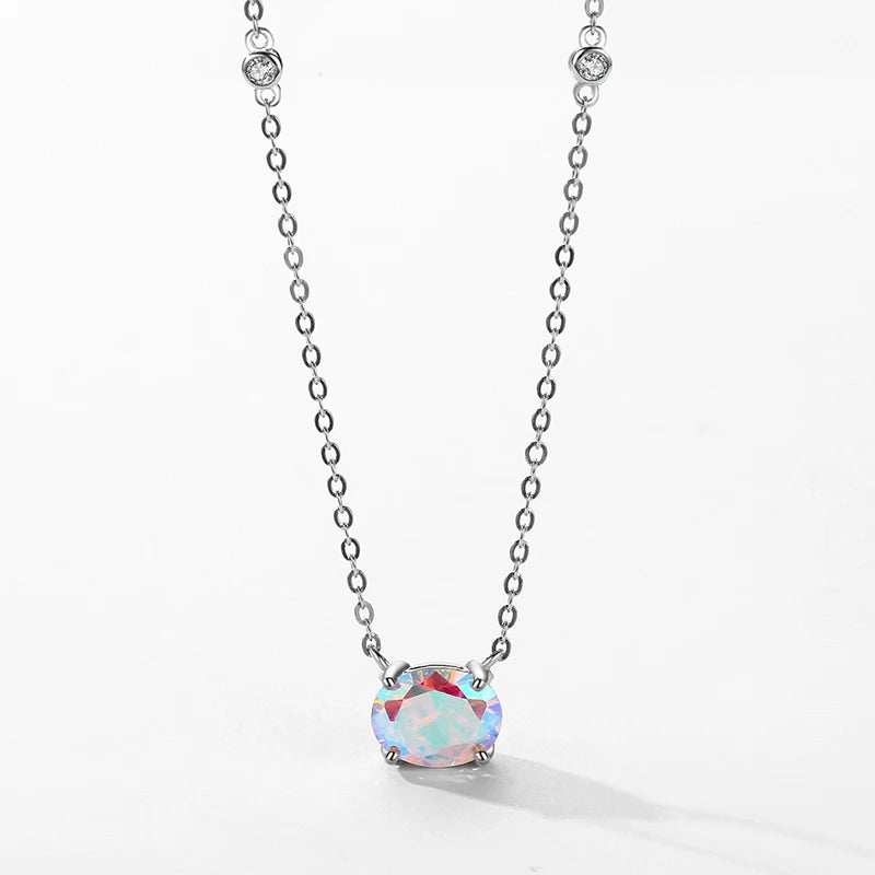 Sterling silver necklace featuring a cz detail and necklace charm