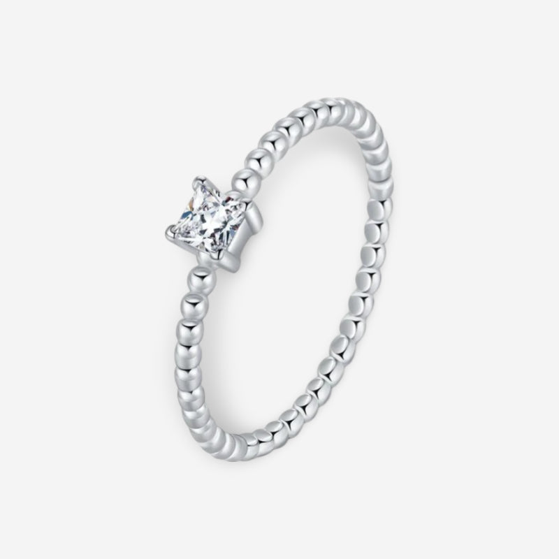 Moissanite engagement ring with ring size fit for a refined wedding ring