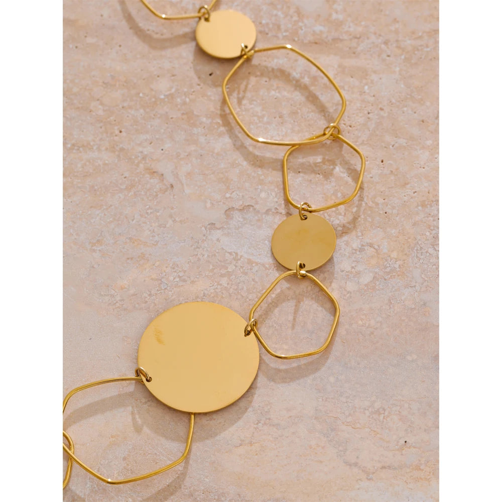 Long layerable chain necklace with gold finish