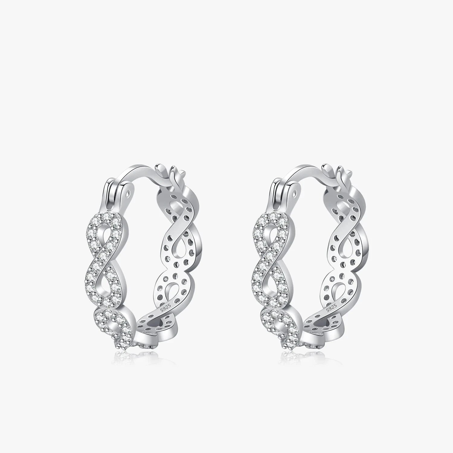 Sterling silver hoop earrings with CZ in 925 sterling silver