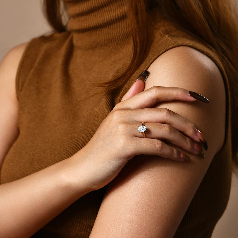 Moissanite jewelry rings look featuring a polished moissanite ring