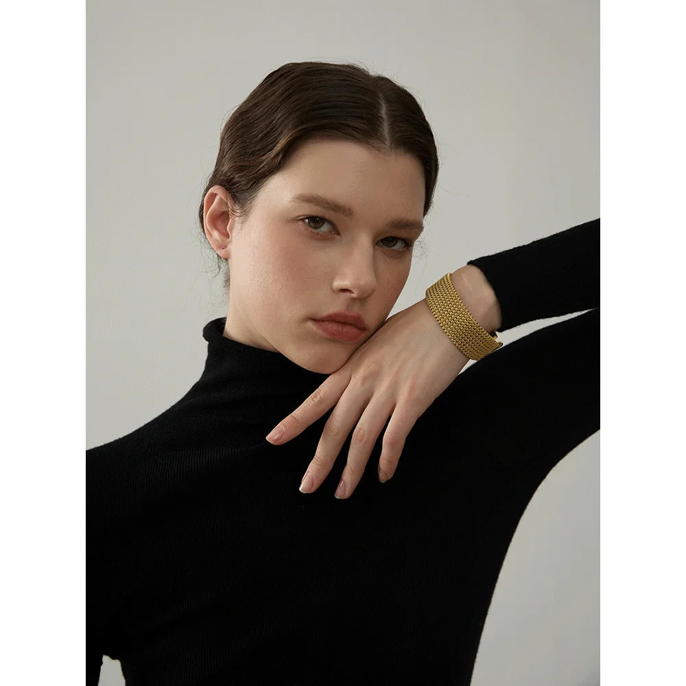 Stainless steel jewellery wide open cuff bracelet statement piece