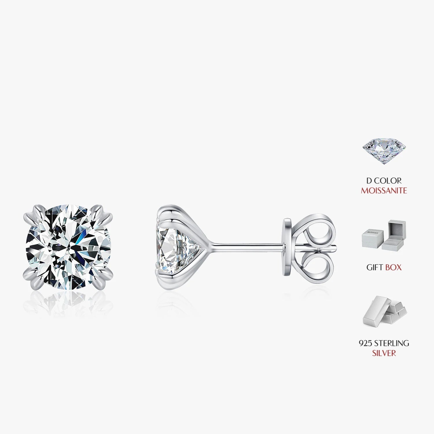 Close view of stud earrings highlighting diamond earrings sparkle