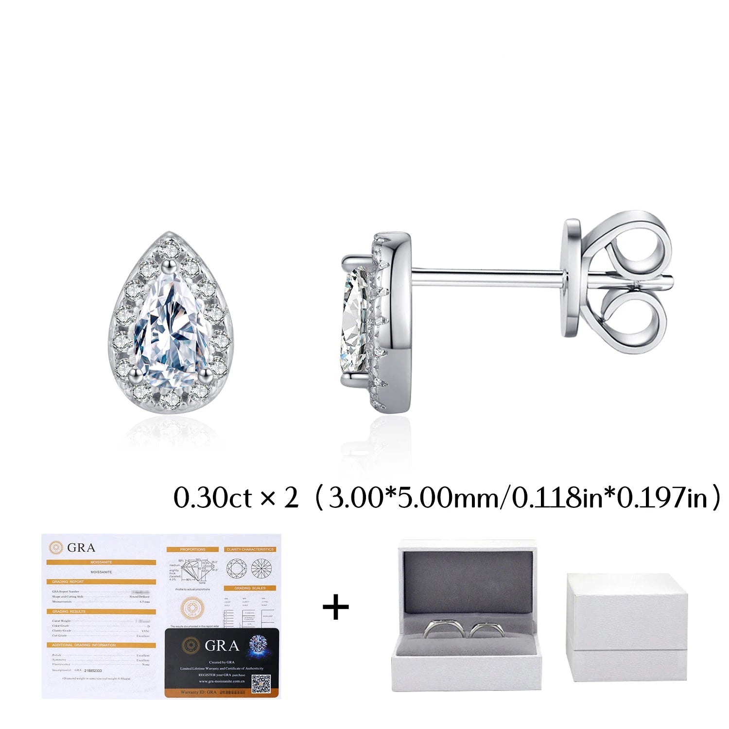 Gift box scene of stud earrings styled as heart earrings accents