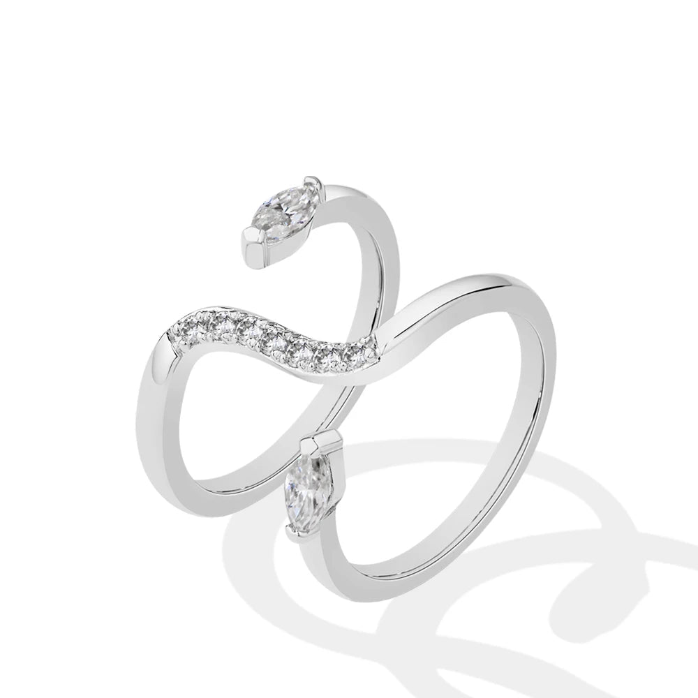 Snake ring design with moissanite stones in D VVS1 grade