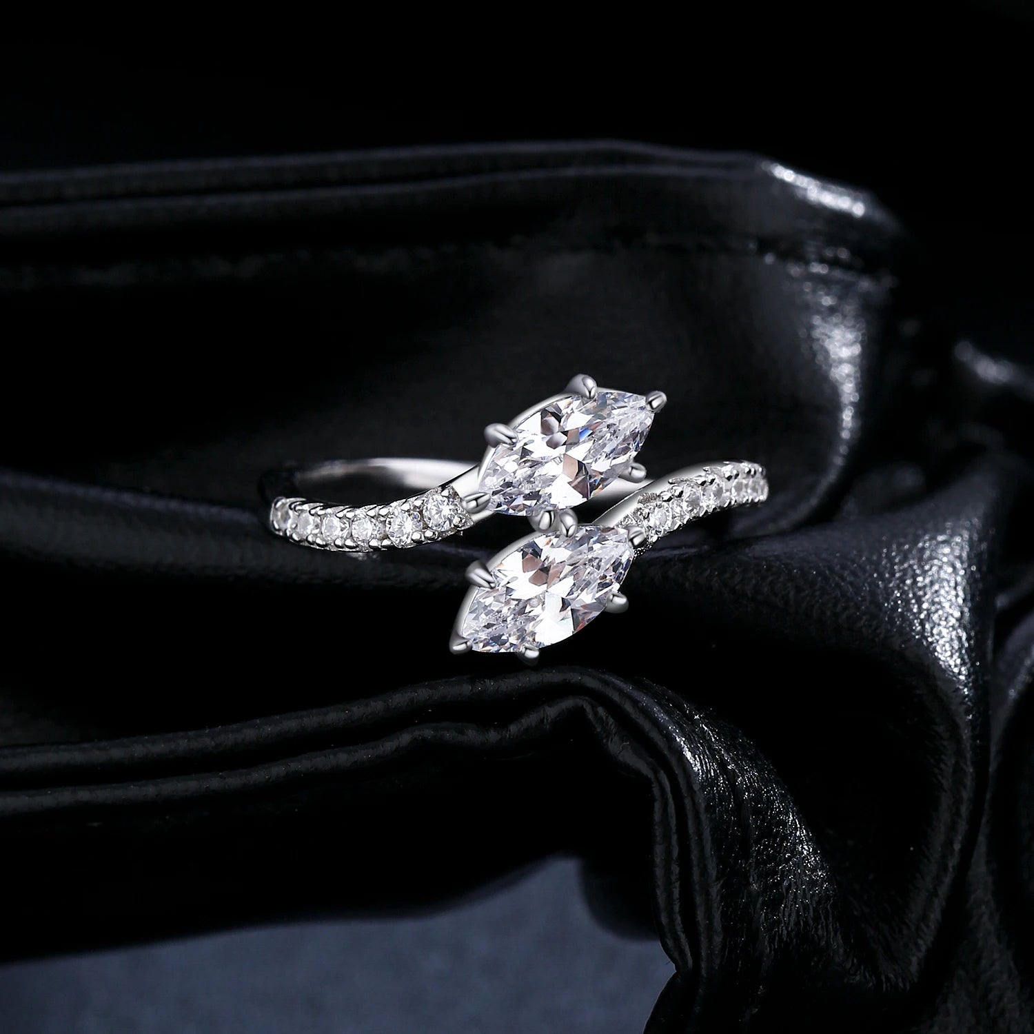 Clear CZ snake motif ring in genuine 925 silver