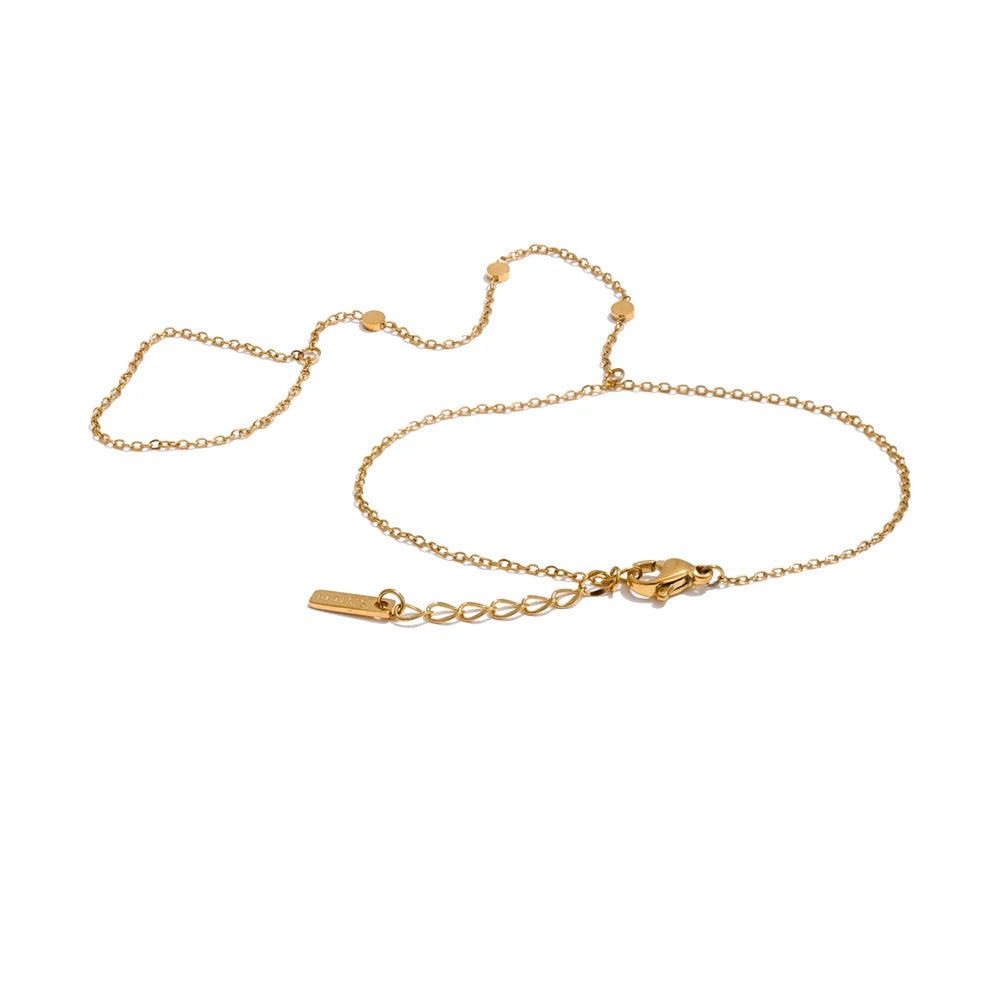 Waterproof jewelry hand chain with smooth bracelet chain in gold plated finish