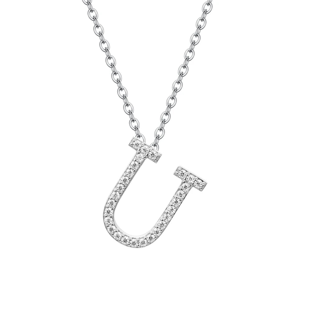 Necklace letter U pendant in 925 silver for necklace long necklace layering