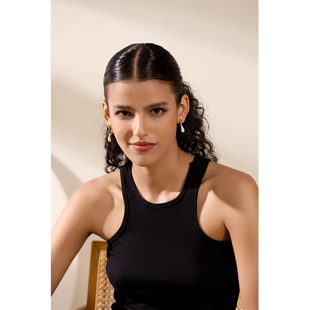 Waterproof stainless steel earrings with creative enamel design