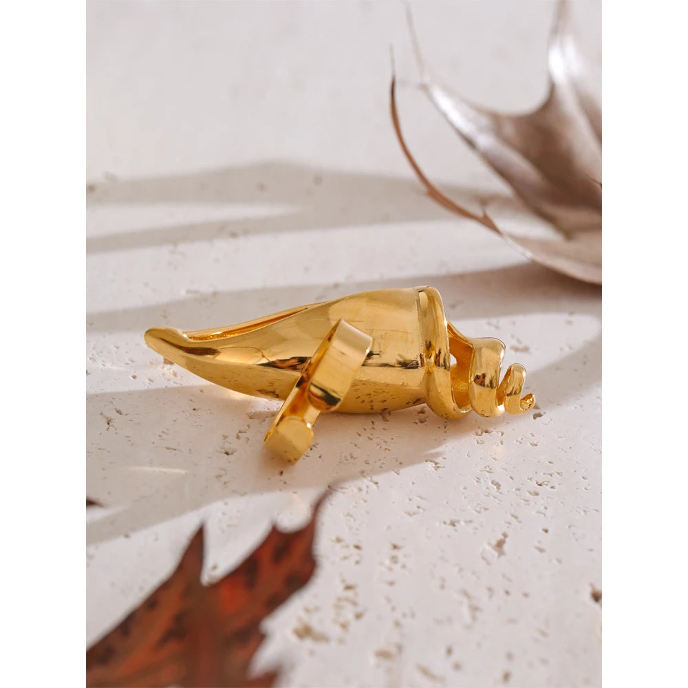 Women gold ring with 18k gold plated stainless steel band