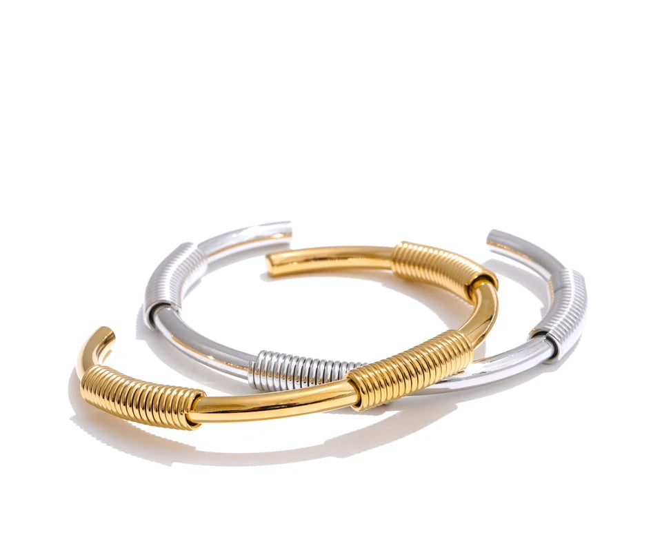 Side profile highlighting round cuff curve and waterproof jewelry sheen