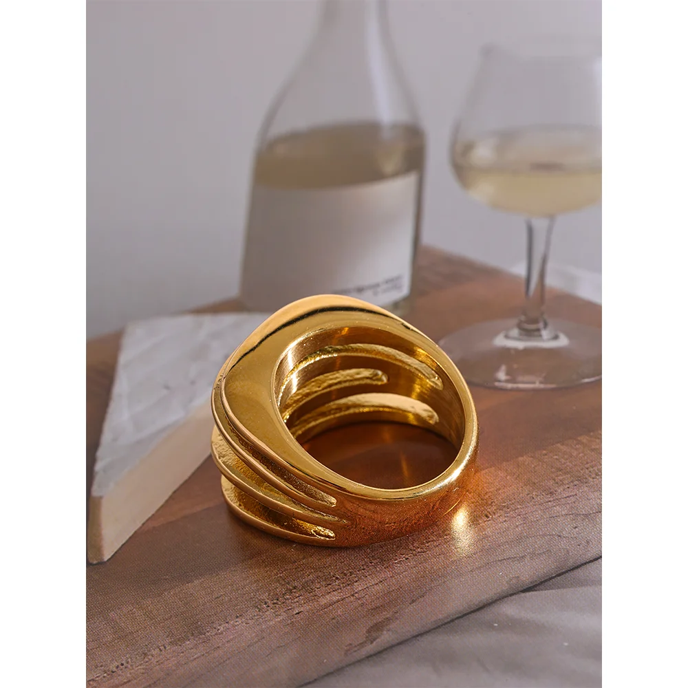 Geometric hollow wide ring gold rings rings design