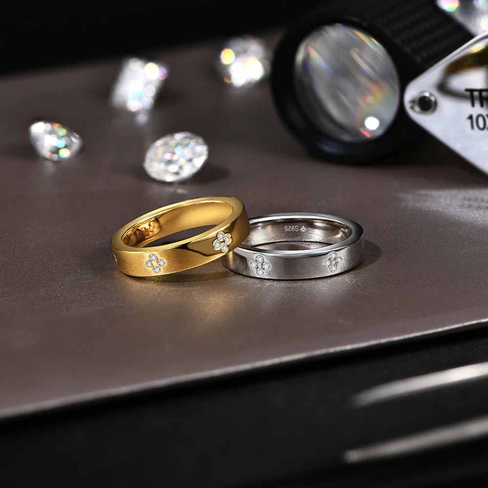 Wedding ring featuring floral moissanite accents and refined ring size