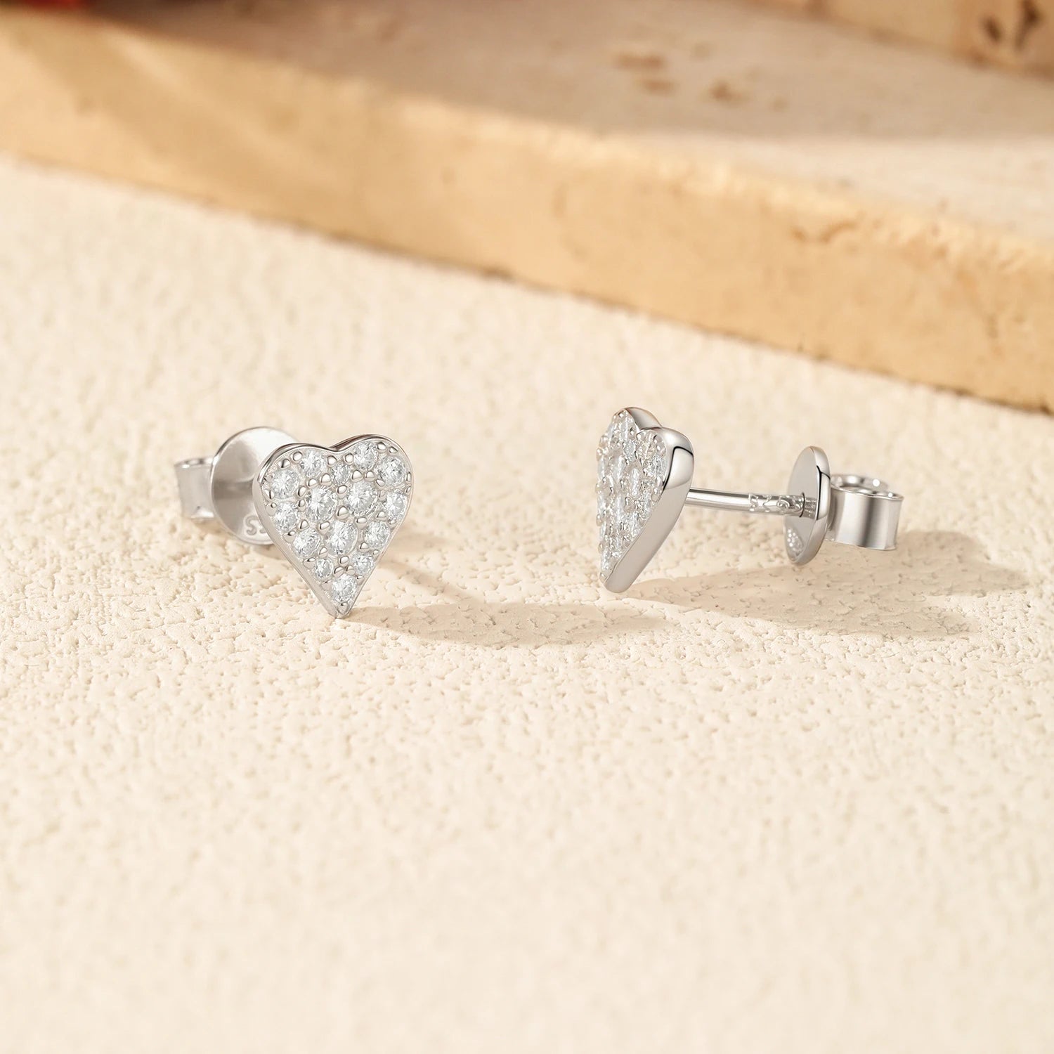 Daily wear heart earrings diamond earrings with moissanite shine