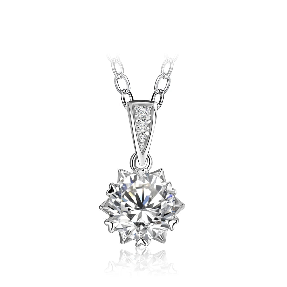 1 Carat moissanite pendant necklace in 925 silver on a chain necklace
