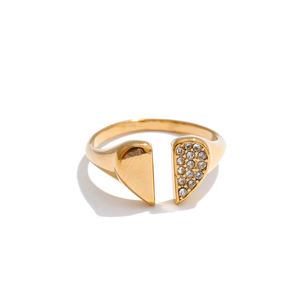 Gold plated ring for women offering adjustable fit and modern polish