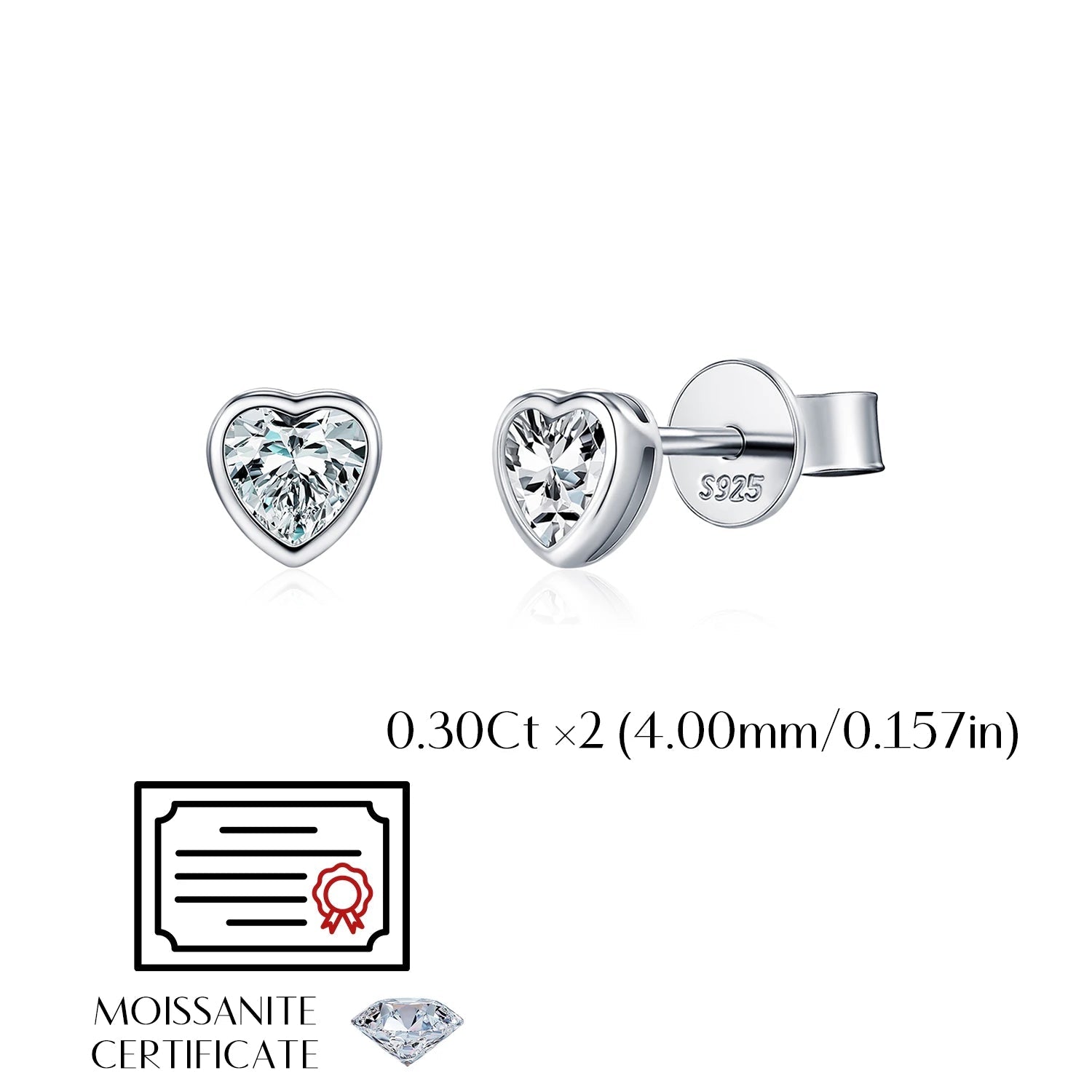 Chic stud earrings silver design with radiant moissanite