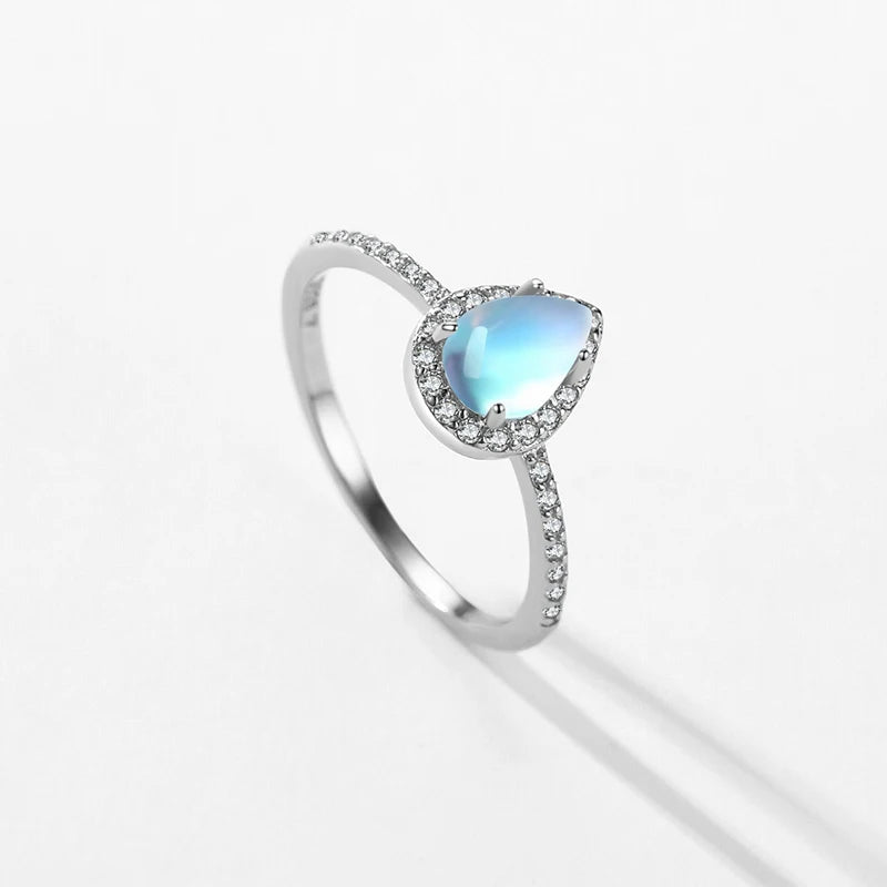 Elegant moonstone ring women’s jewelry 925 silver
