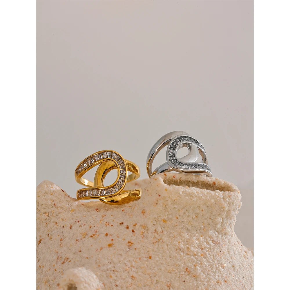 Durable stainless steel rings with sparkling cubic zirconia finish