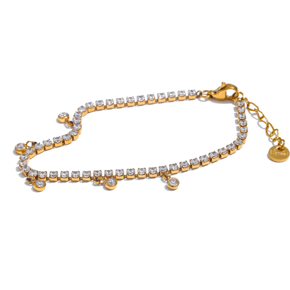 Elegant cubic zirconia bracelet chain paired with necklace