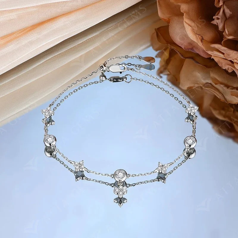 Sterling silver bracelet with moissanite stones elegant design