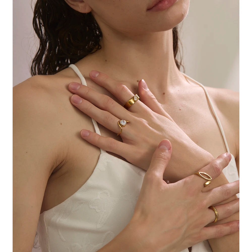 Open adjustable ring styled with rings gold rings and modern finger and ring look