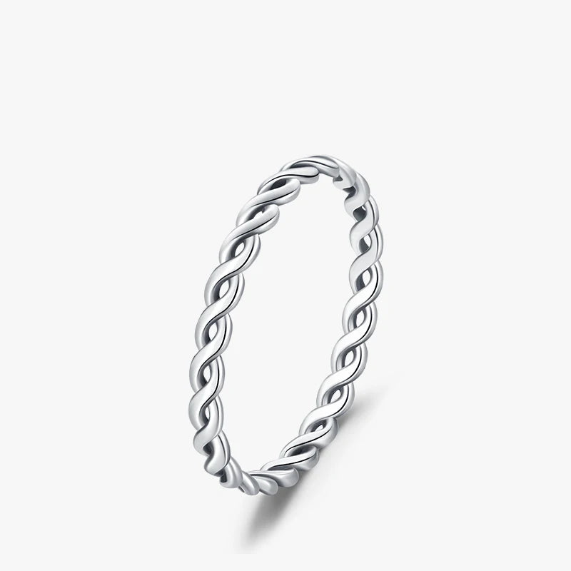 Textured twisted sterling silver ring in 925 sterling silver for a slim ring stack