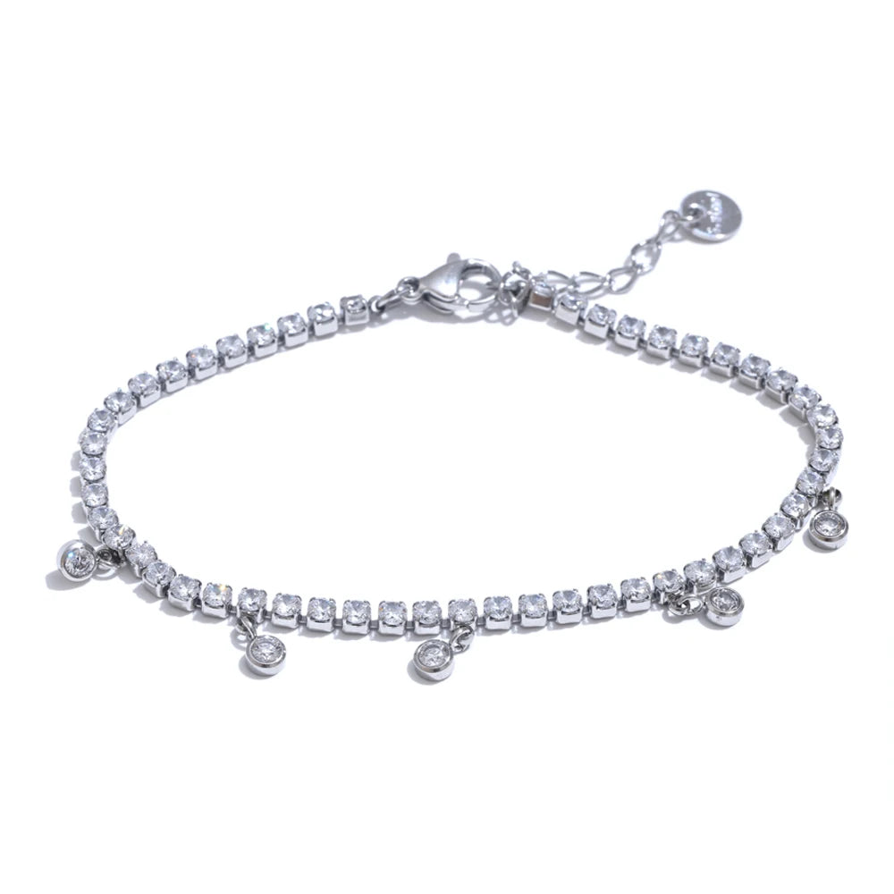 CZ jewelry set featuring gold color chain and bracelet