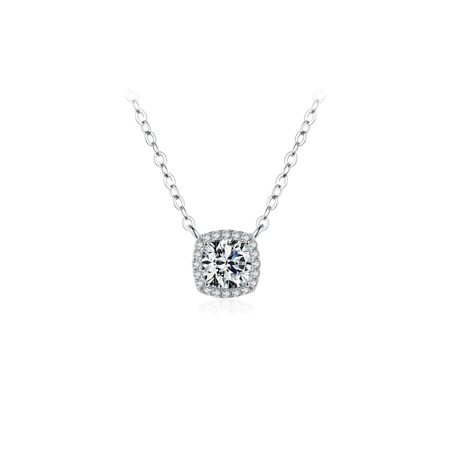 Silver necklace with moissanite chain in 925 sterling silver