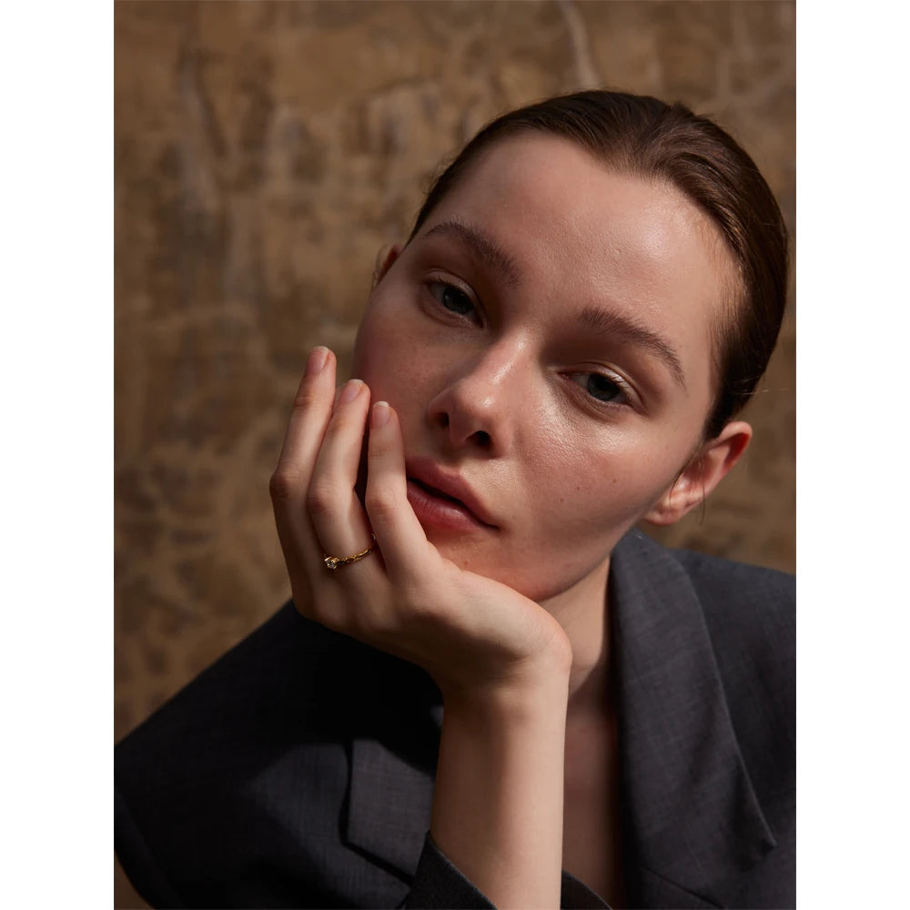 Cubic zirconia ring with gold rings rings aesthetic