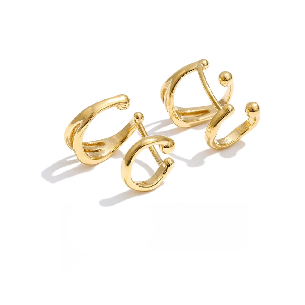 Double layer stainless steel ear clip non piercing waterproof jewelry accessory