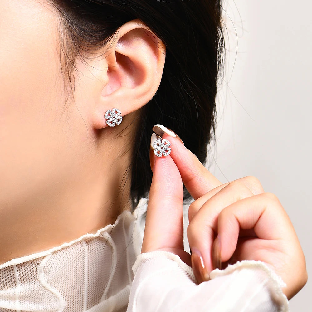 925 silver ear rings presenting classic moissanite earrings brilliance