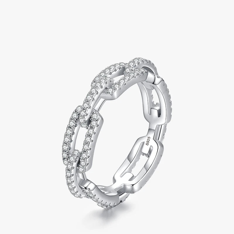 Sterling silver ring with cz rings sparkle in 925 sterling silver