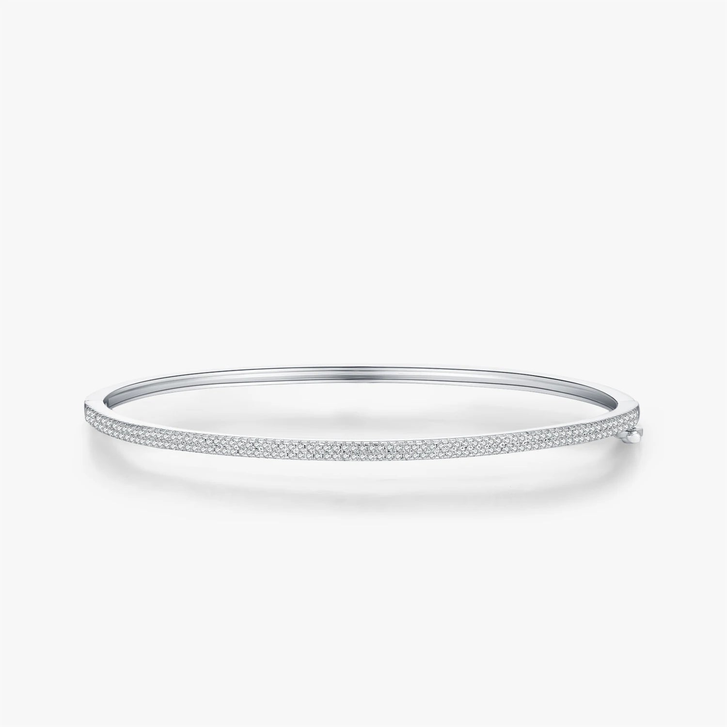 Luxury sterling silver bangle bracelet with clear CZ sparkle