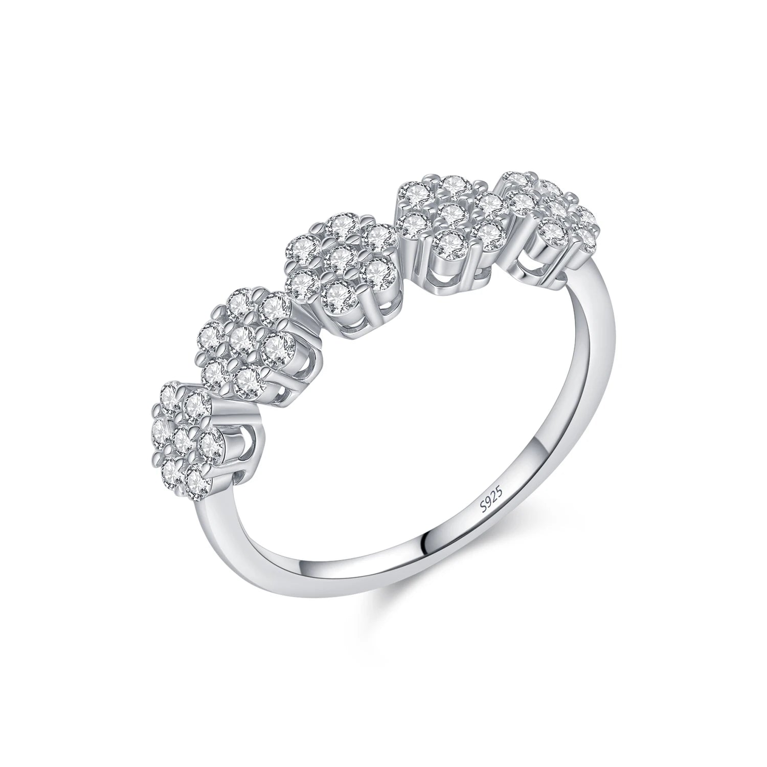 925 silver band with cubic zirconia and smooth ring with size fit