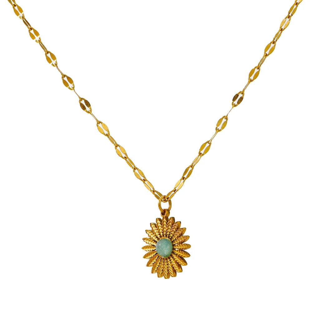Gold plated flower necklace with elegant gold chain